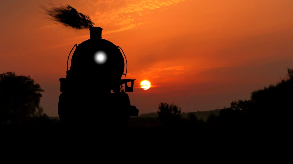 sunset, steam train, transport-3817987.jpg